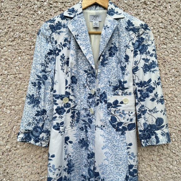 Ann Taylor Loft Blue Floral Rose Cotton Blazer - Picture 1 of 9